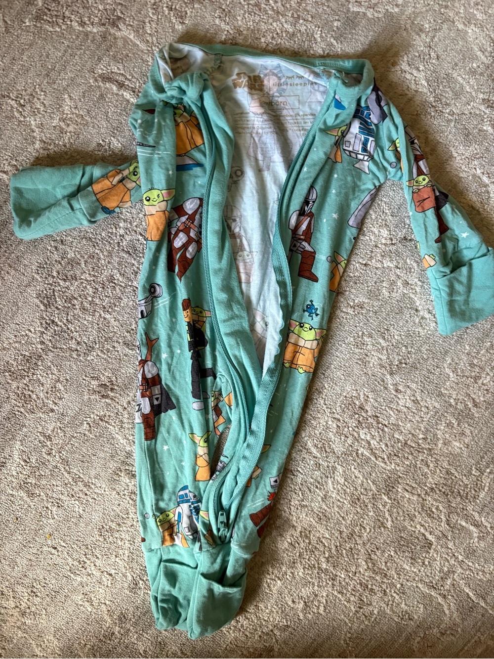 Little Sleepies Star Wars Baby Yoda Print zippy size newborn